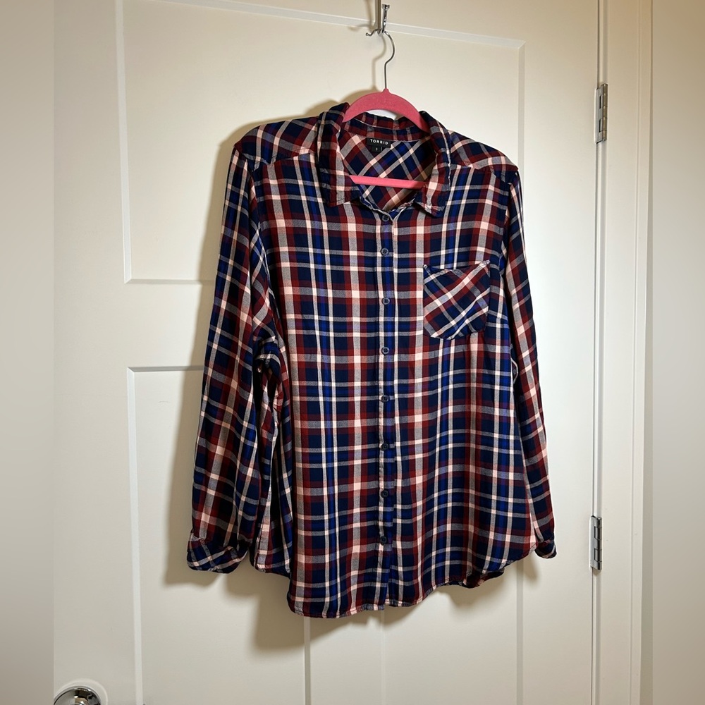 Torrid 3X plus size flannel plaid top